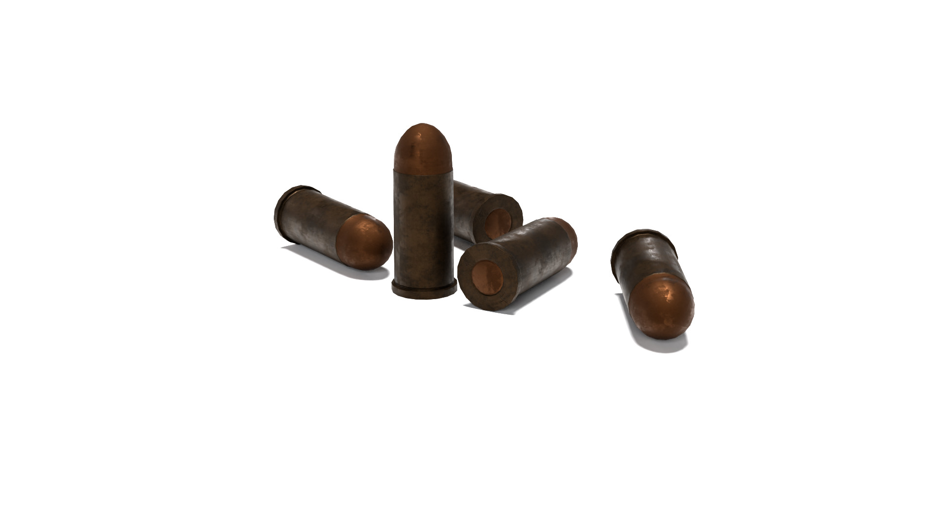 Hand Gun Bullets and shells Low-poly 3D model_2