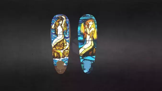 Mermaid Surfboard Low Poly UW Unwrapped