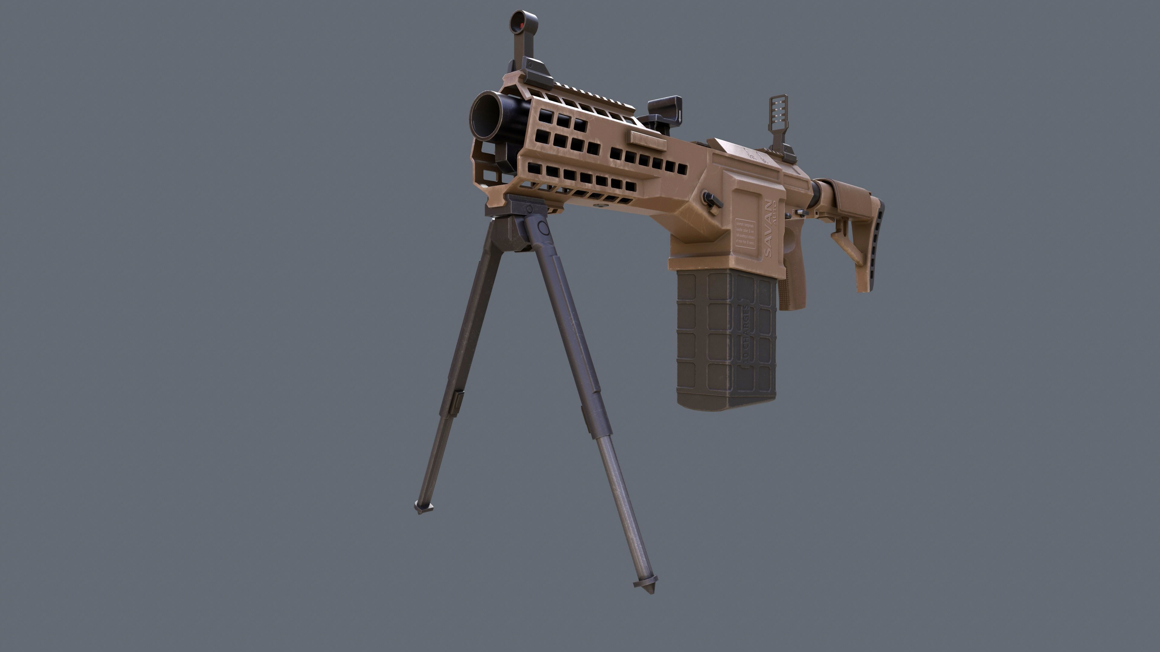 Manual Automatic Grenade Launcher Savan Caliber 32mm Low-poly 3D model_15