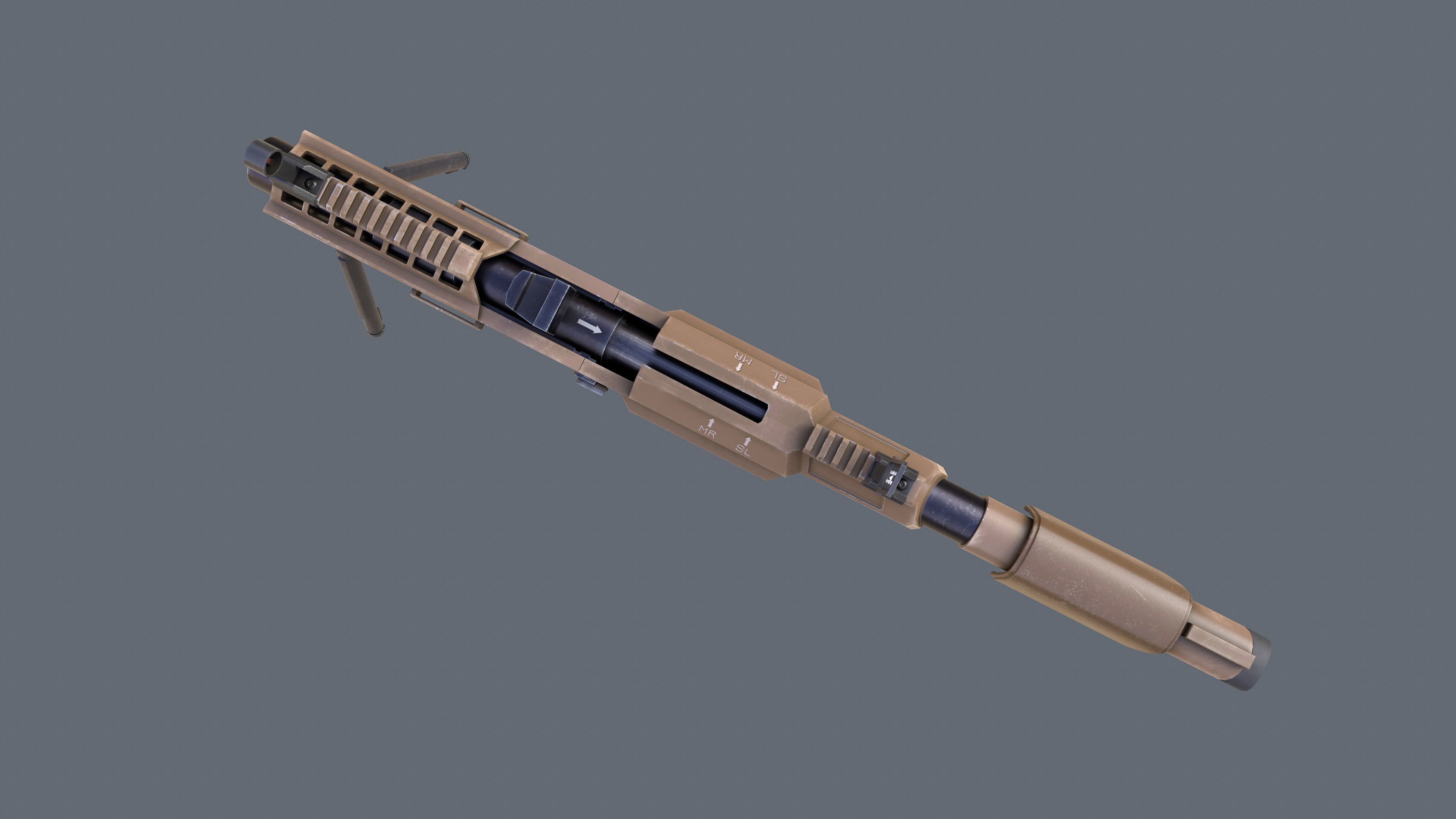 Manual Automatic Grenade Launcher Savan Caliber 32mm Low-poly 3D model_11