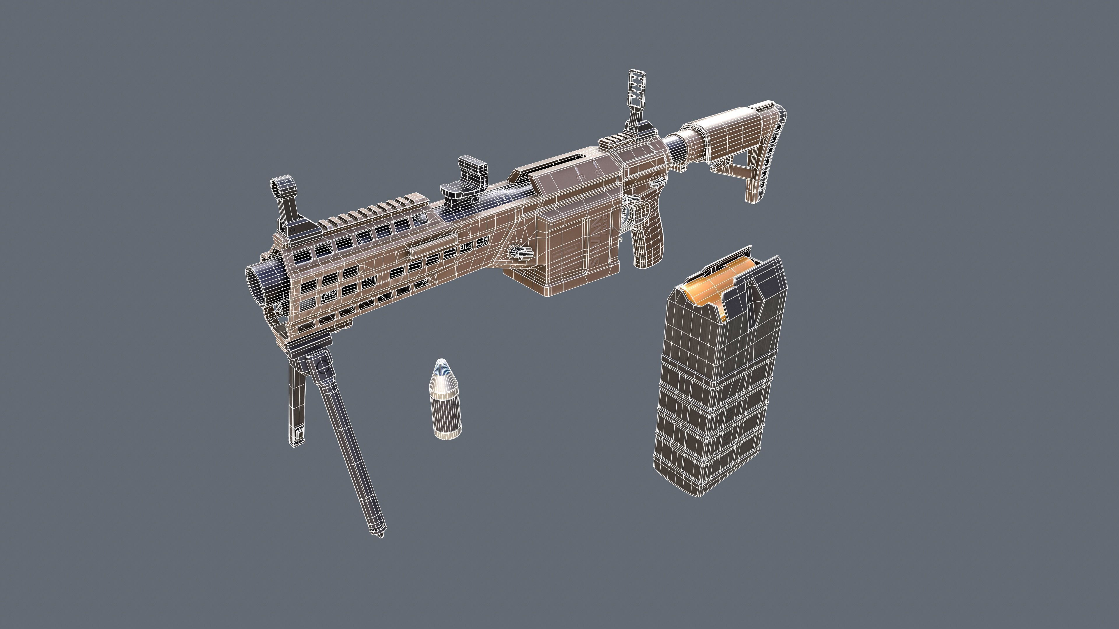 Manual Automatic Grenade Launcher Savan Caliber 32mm Low-poly 3D model_25