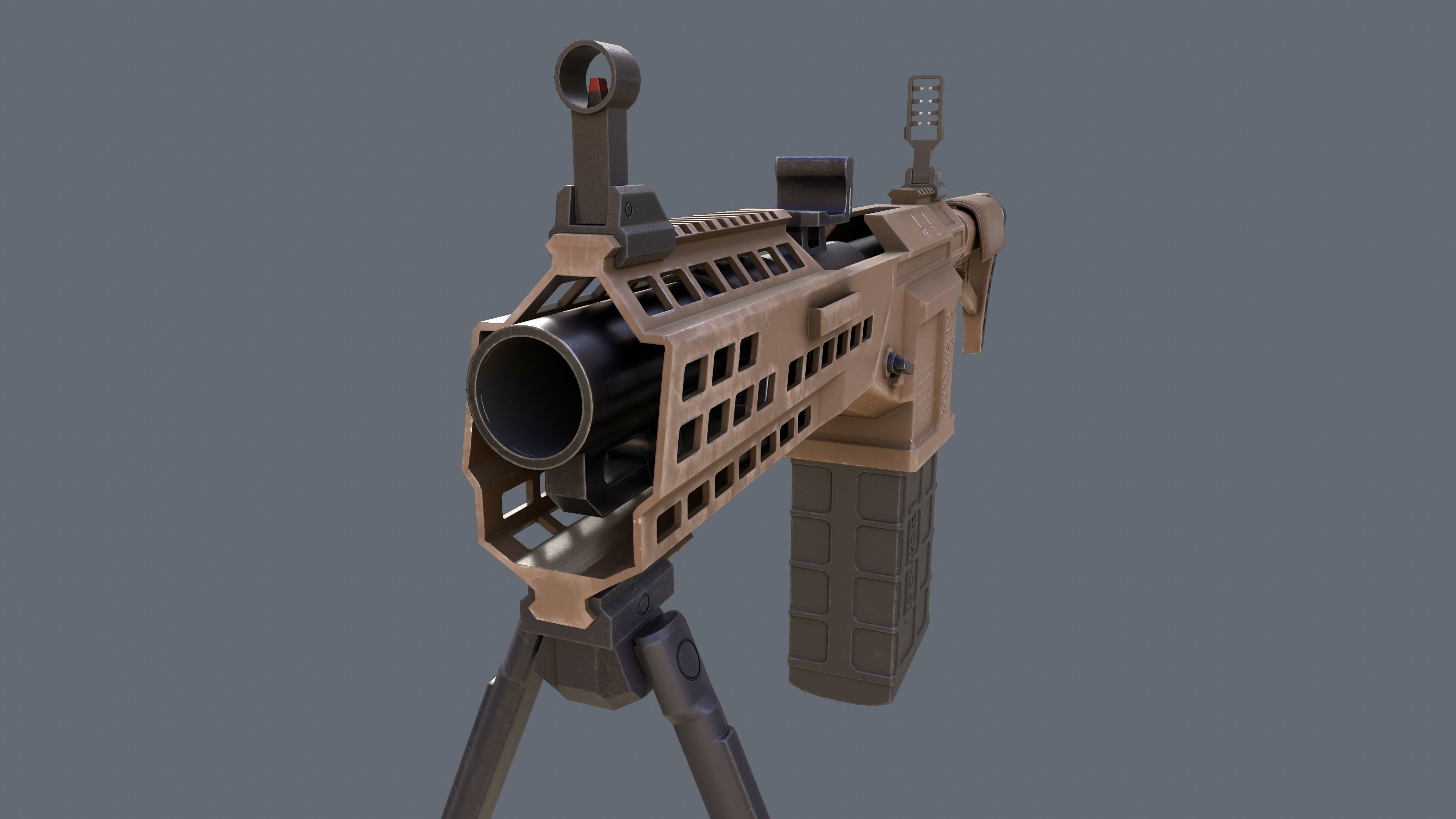 Manual Automatic Grenade Launcher Savan Caliber 32mm Low-poly 3D model_10