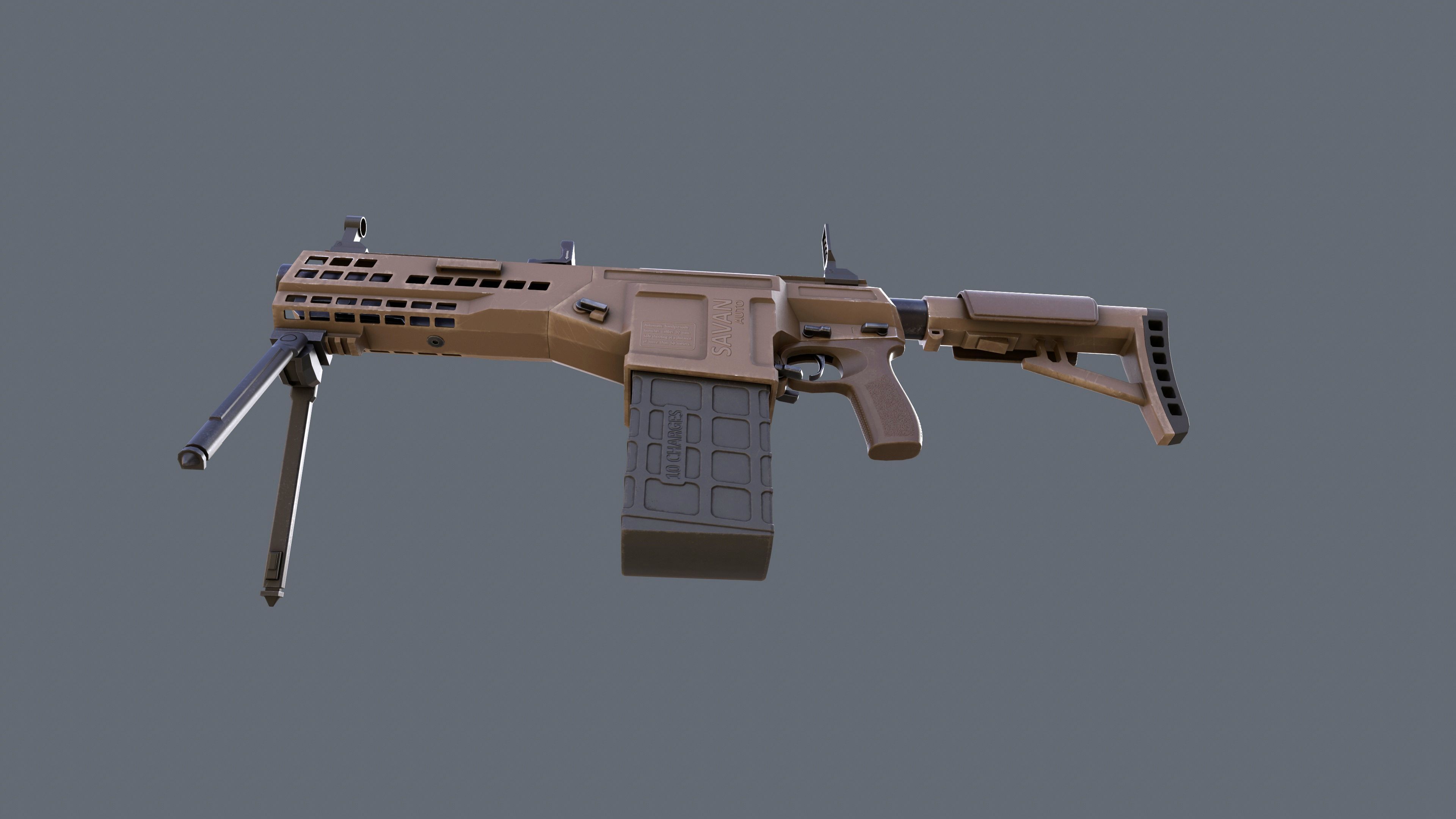 Manual Automatic Grenade Launcher Savan Caliber 32mm Low-poly 3D model_12