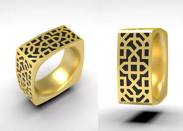 Jewelry Arabic pattern wedding band 3D model_0