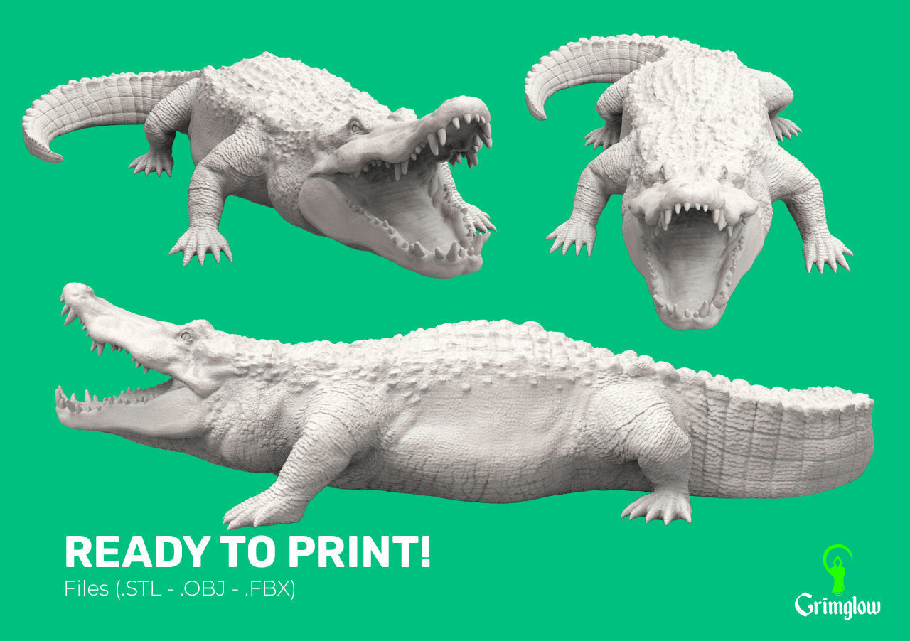 Black Caiman Alligator 3D print model_10
