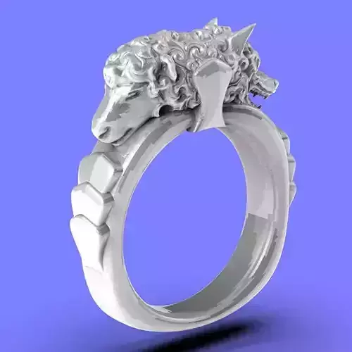 Jewelry Sheep and Wolf ring