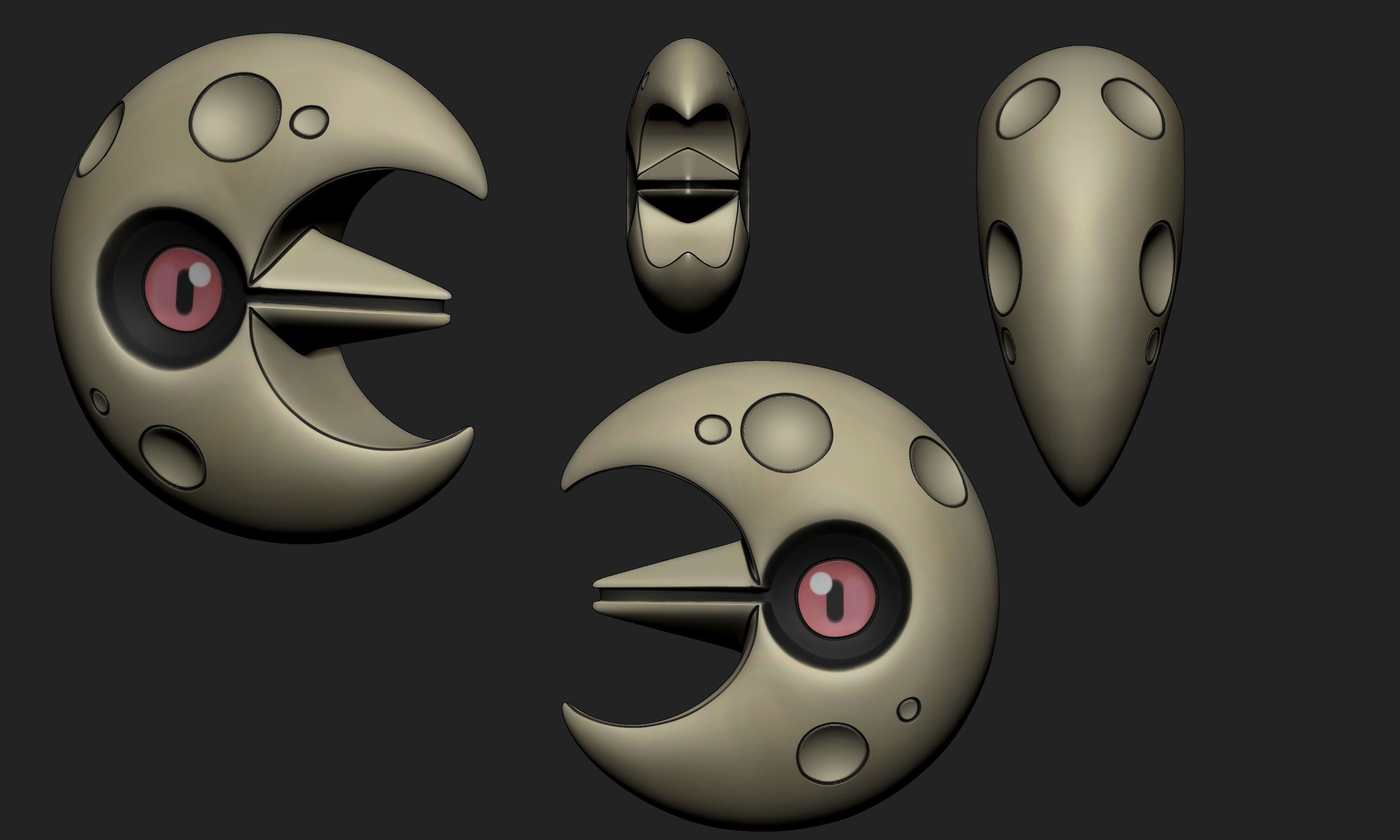 Pokemon - Lunatone with base 3D print model_2