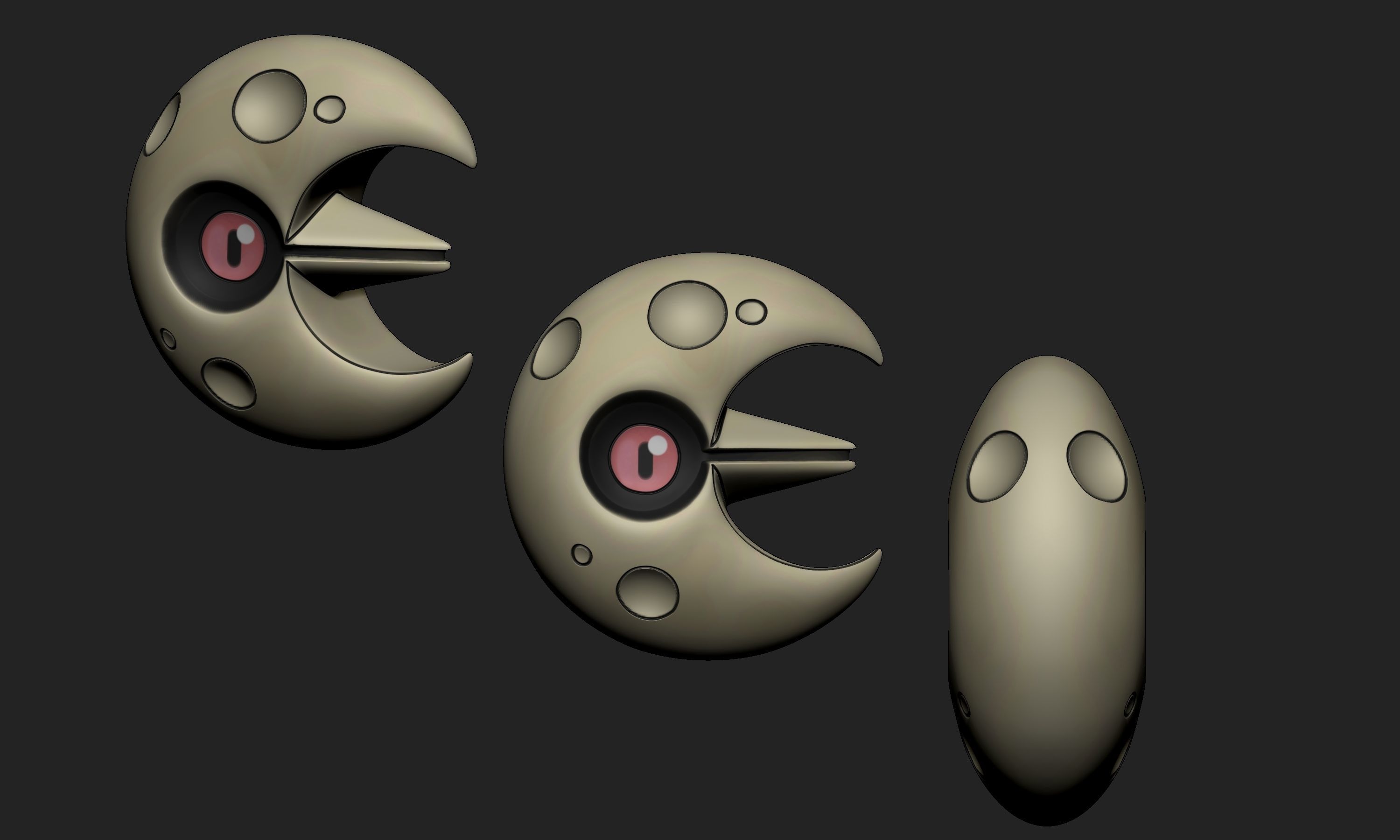 Pokemon - Lunatone with base 3D print model_3