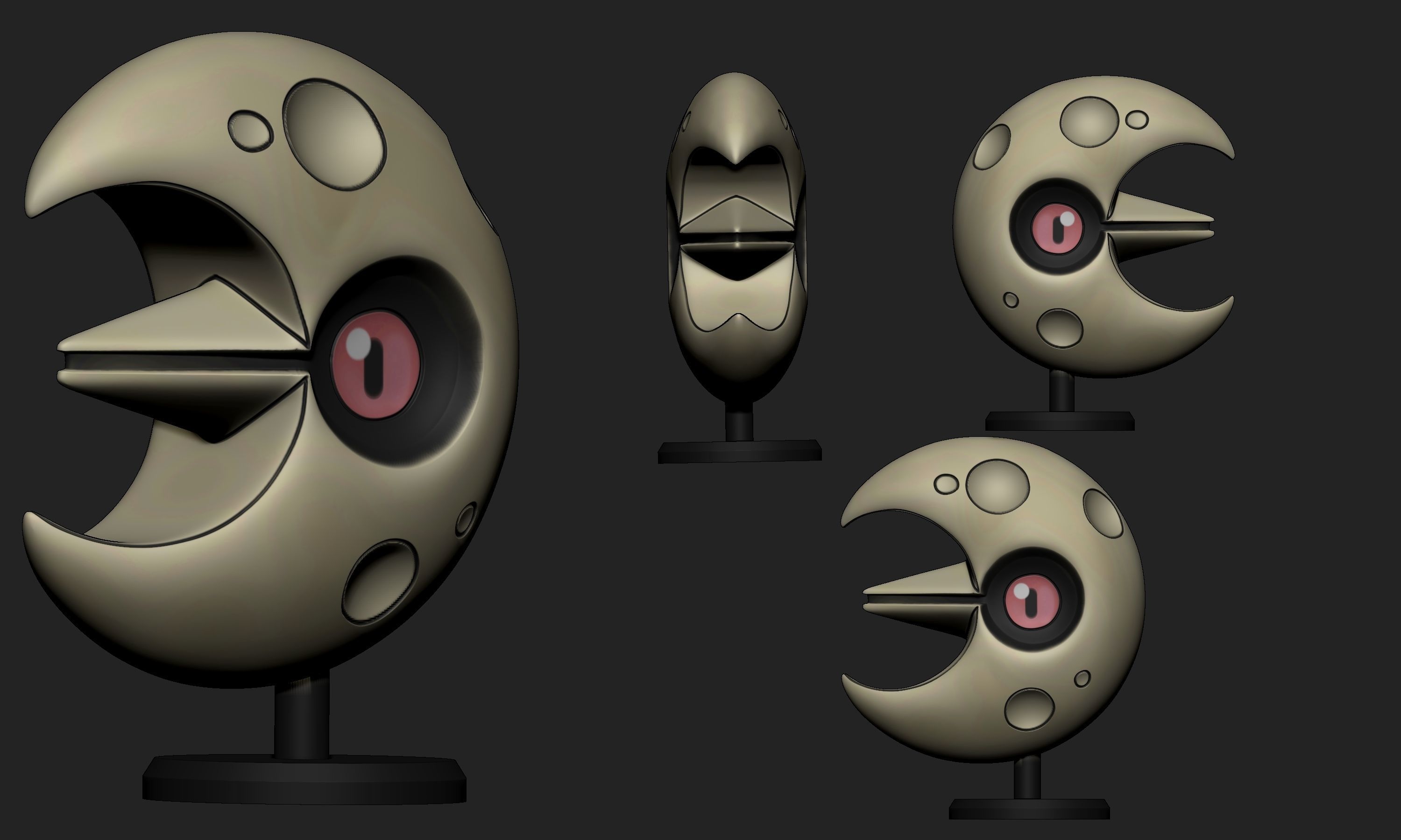 Pokemon - Lunatone with base 3D print model_5