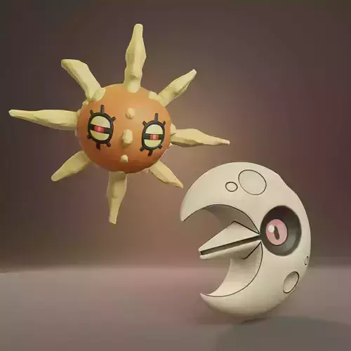 Pokemon - Solrock and Lunatone with base