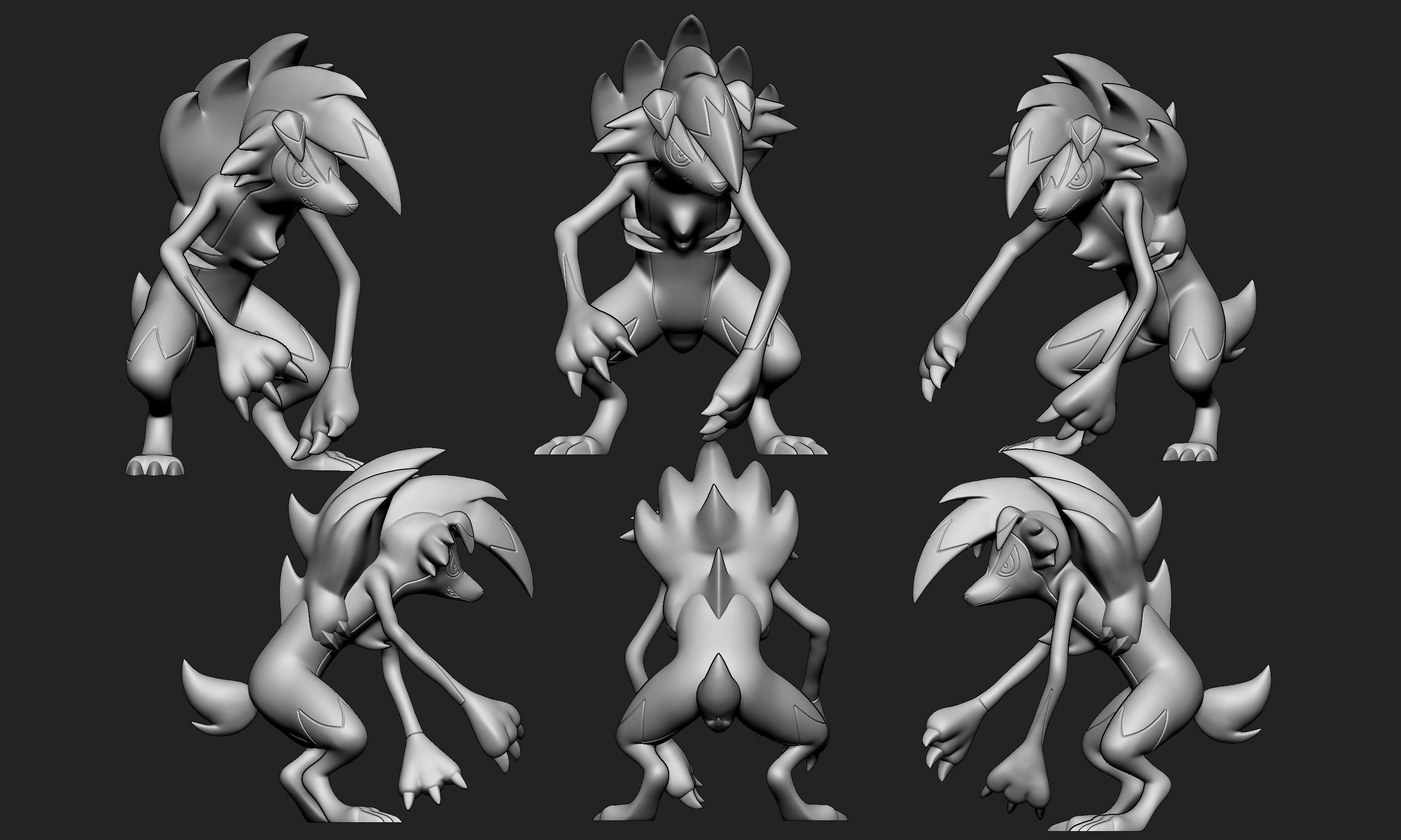 Pokemon - Lycanroc Midnight with 2 poses 3D print model_8