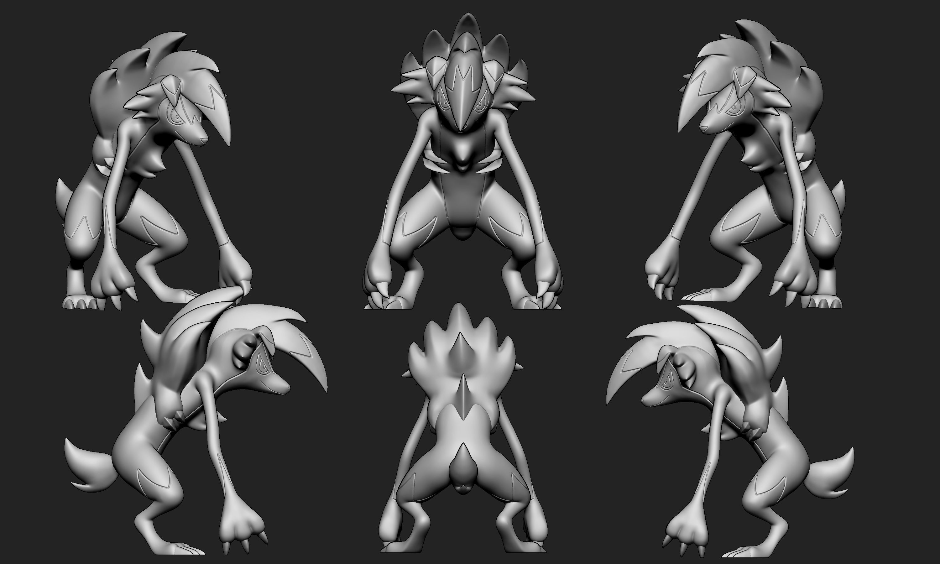 Pokemon - Lycanroc Midnight with 2 poses 3D print model_4
