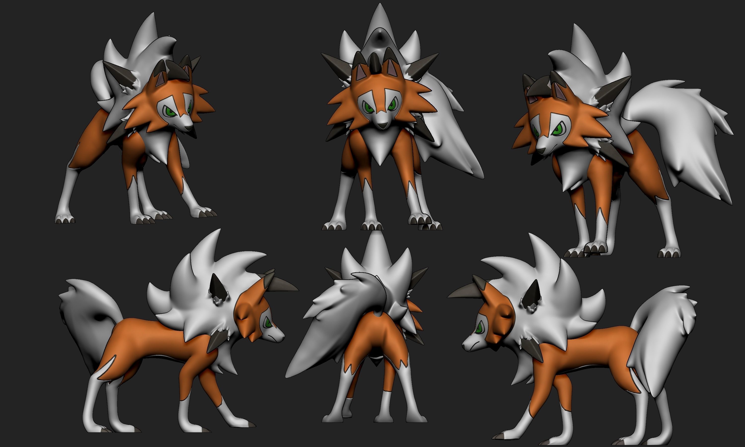 Pokemon - Rockruff and Lycanroc all forms 3D print model_12