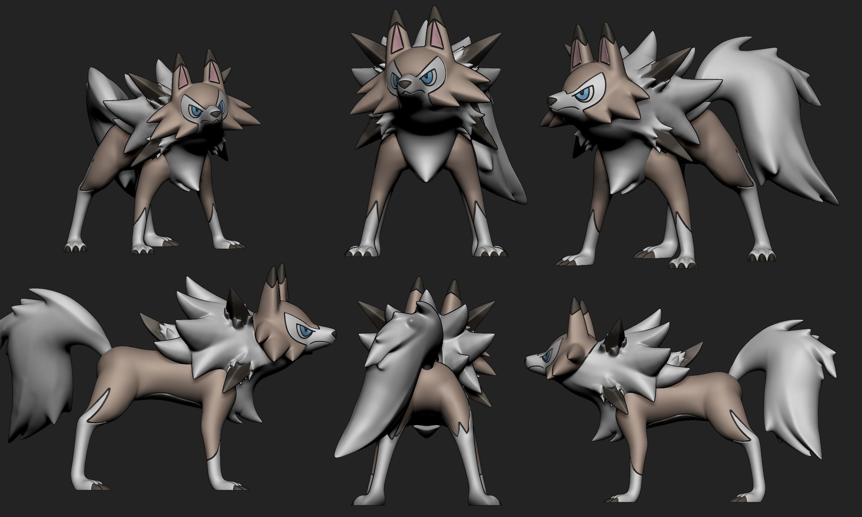 Pokemon - Rockruff and Lycanroc all forms 3D print model_10