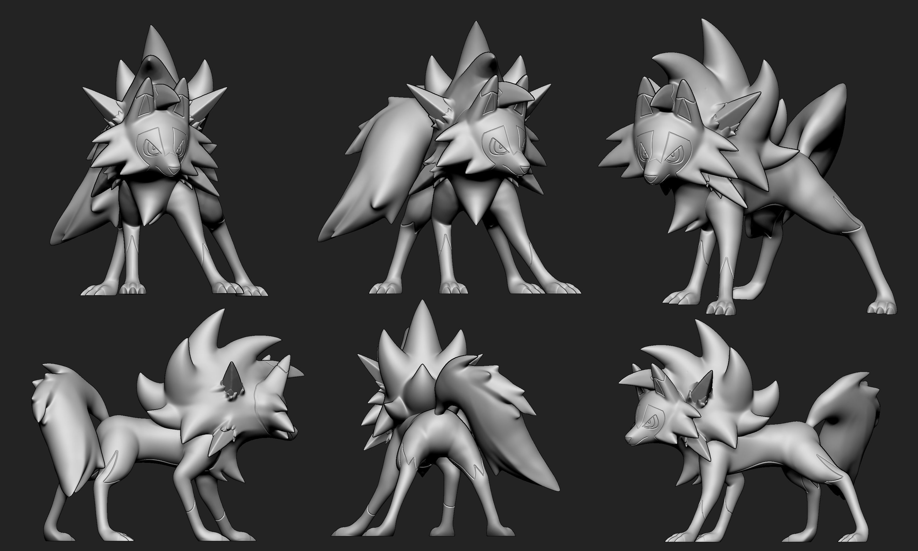 Pokemon - Rockruff and Lycanroc all forms 3D print model_14