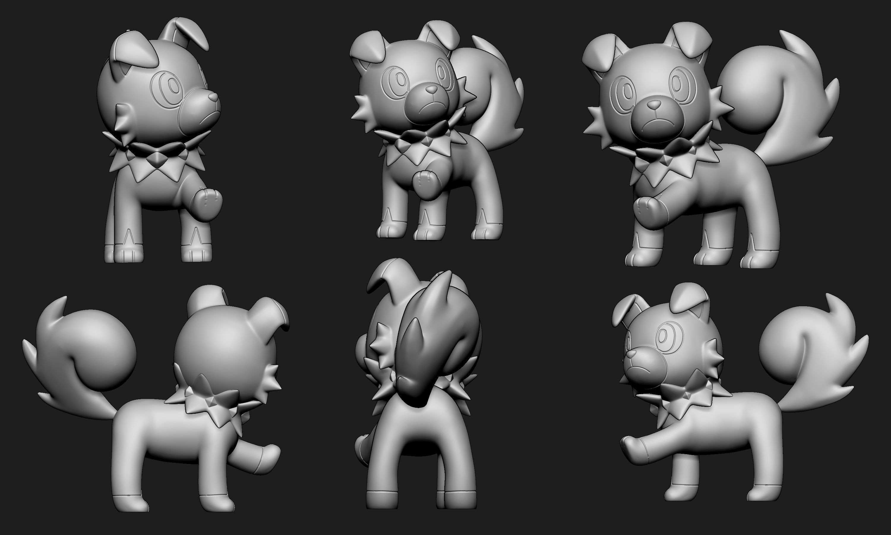 Pokemon - Rockruff and Lycanroc all forms 3D print model_3