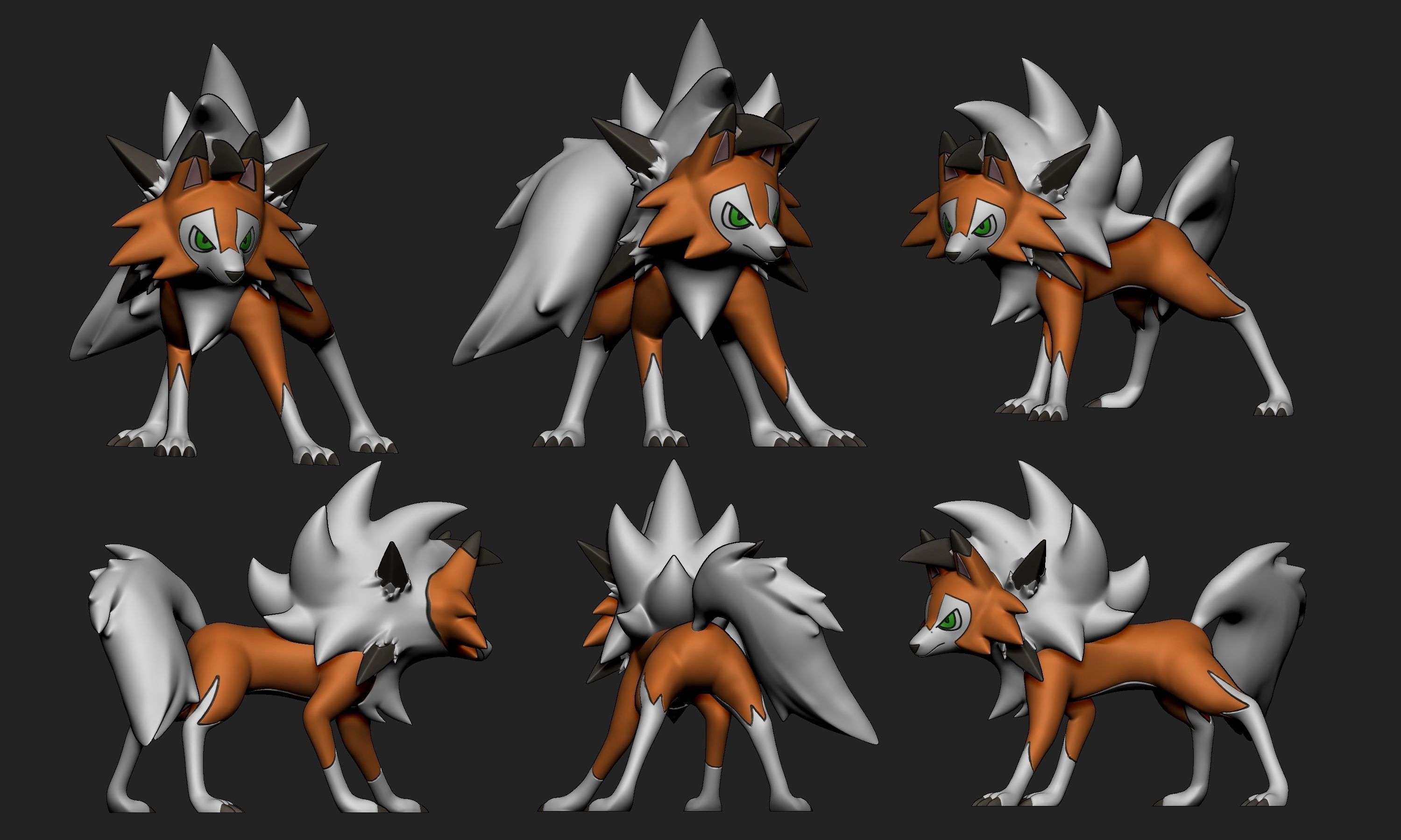 Pokemon - Rockruff and Lycanroc all forms 3D print model_15