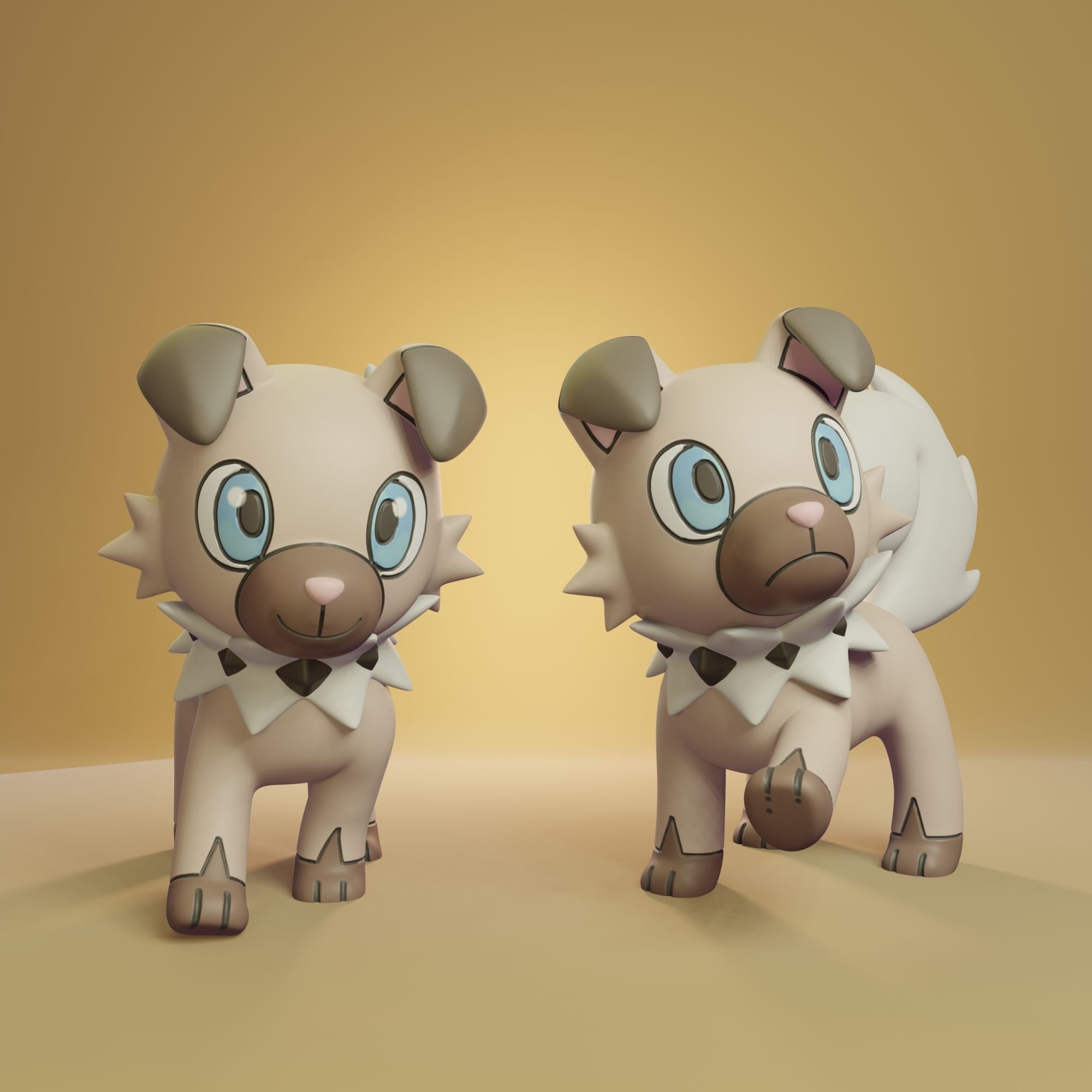 Pokemon - Rockruff and Lycanroc all forms 3D print model_1