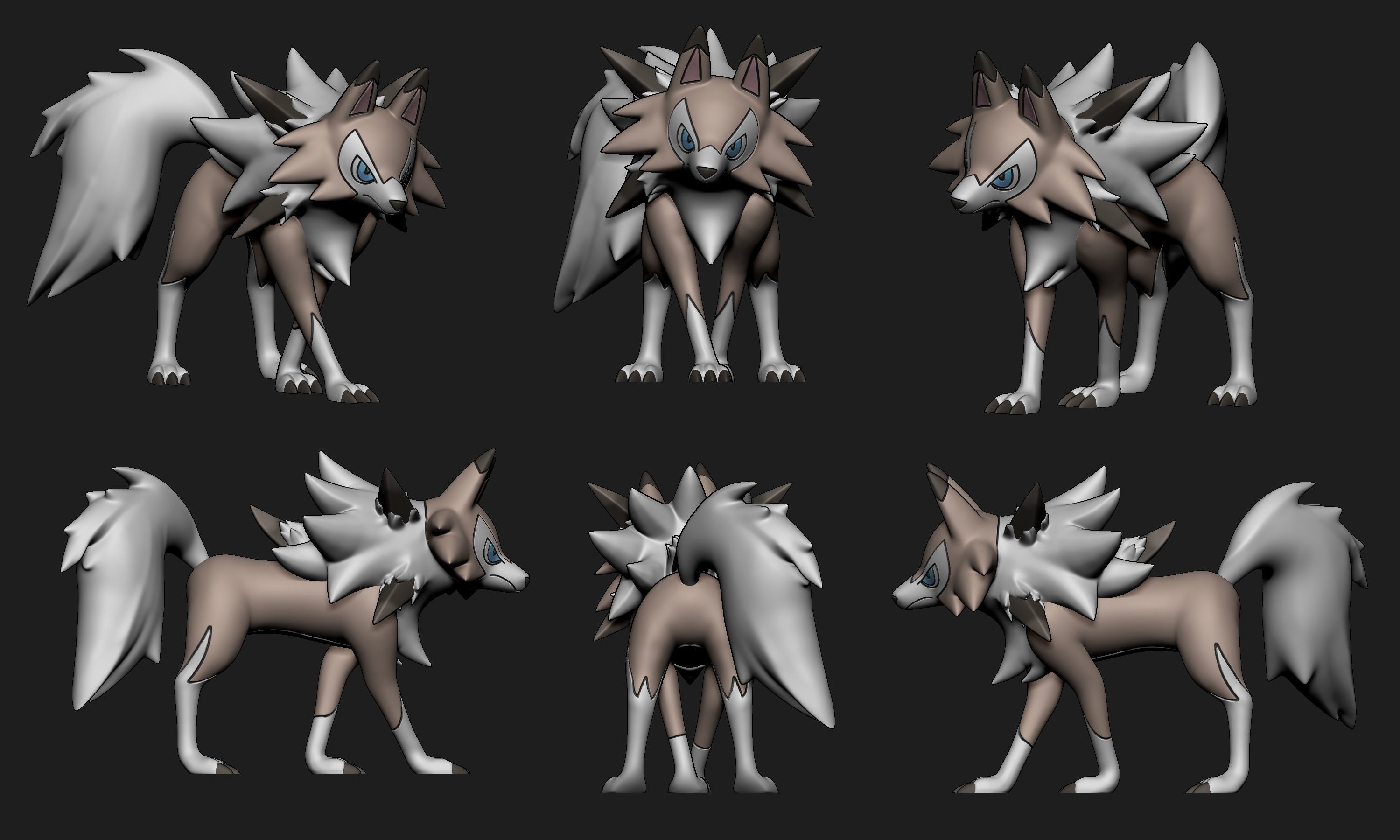 Pokemon - Rockruff and Lycanroc all forms 3D print model_7
