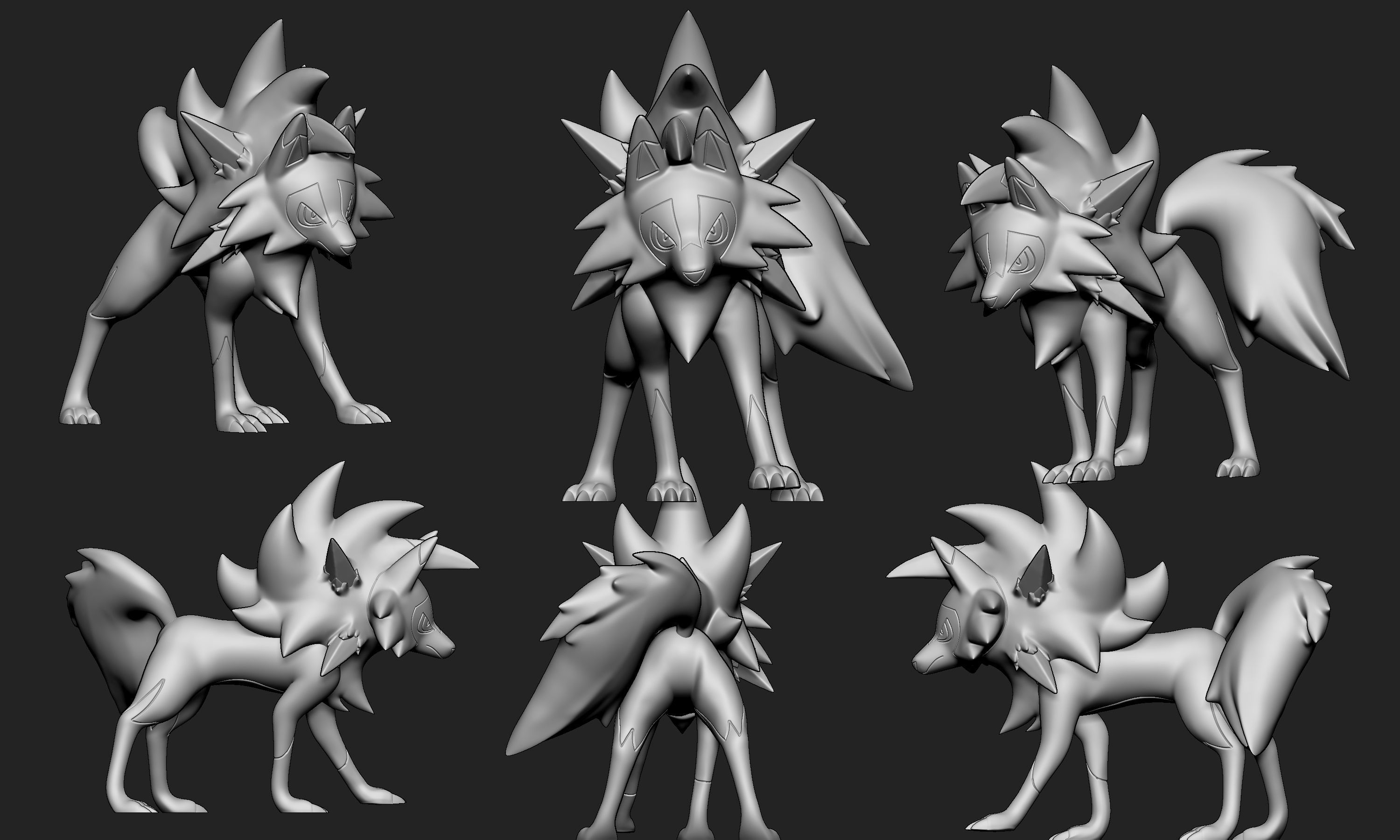 Pokemon - Rockruff and Lycanroc all forms 3D print model_13