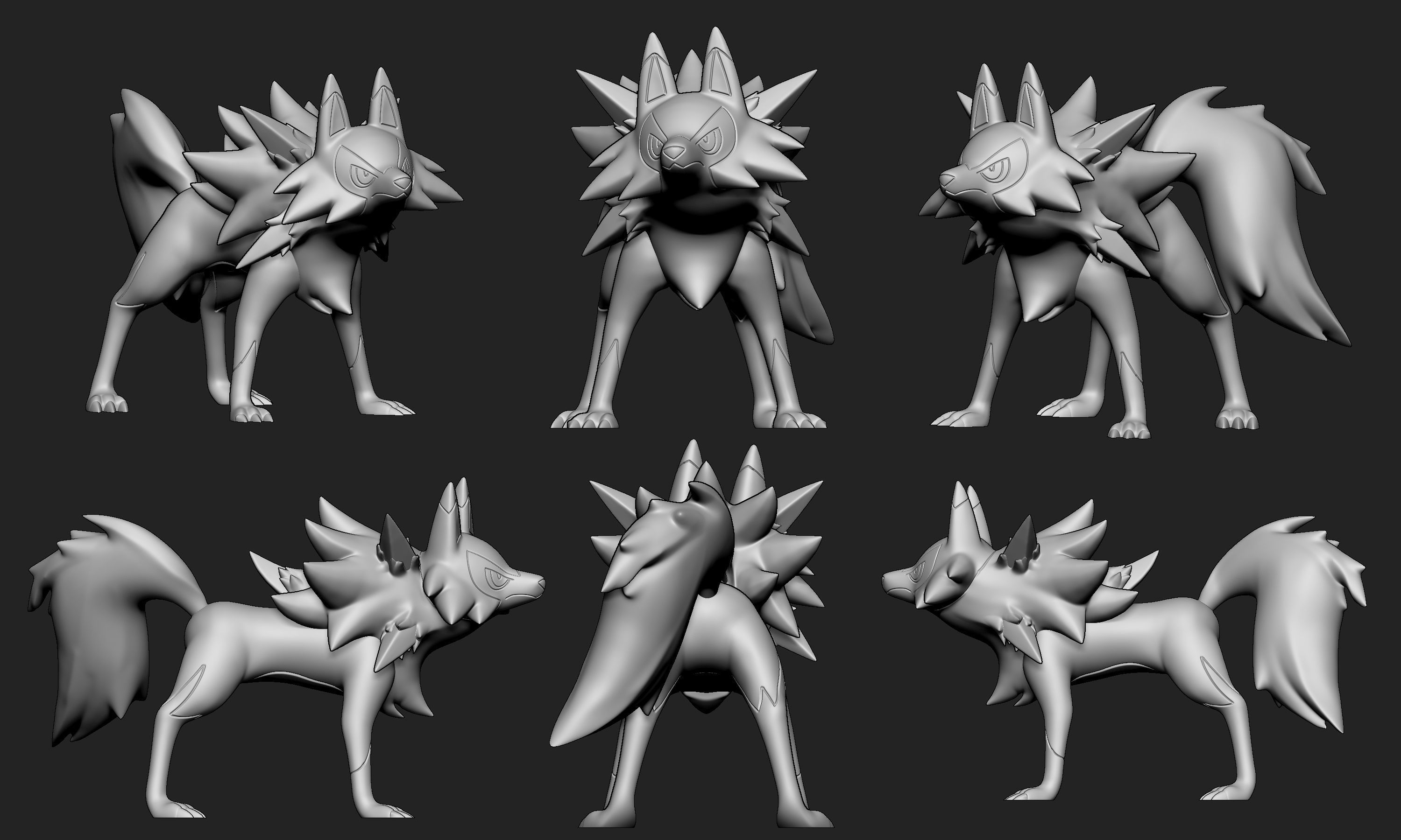 Pokemon - Rockruff and Lycanroc all forms 3D print model_8