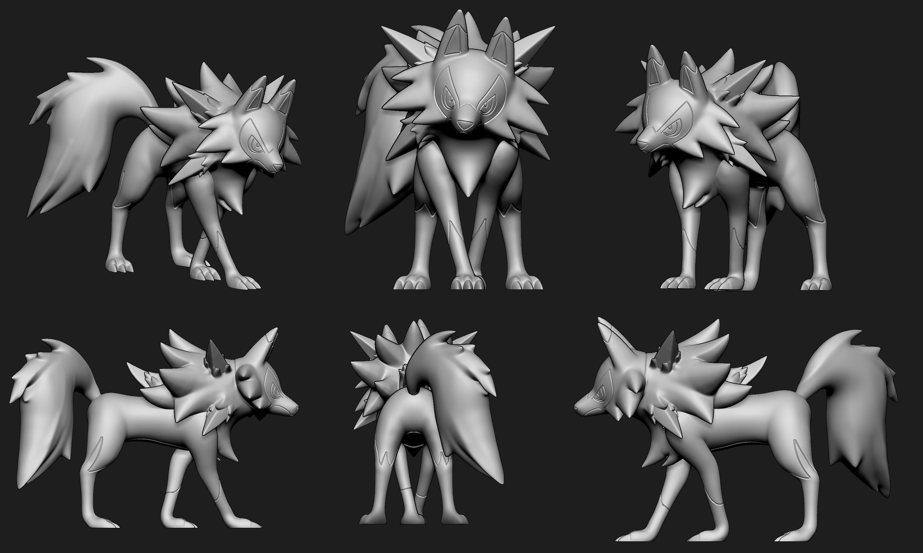 Pokemon - Rockruff and Lycanroc all forms 3D print model_9