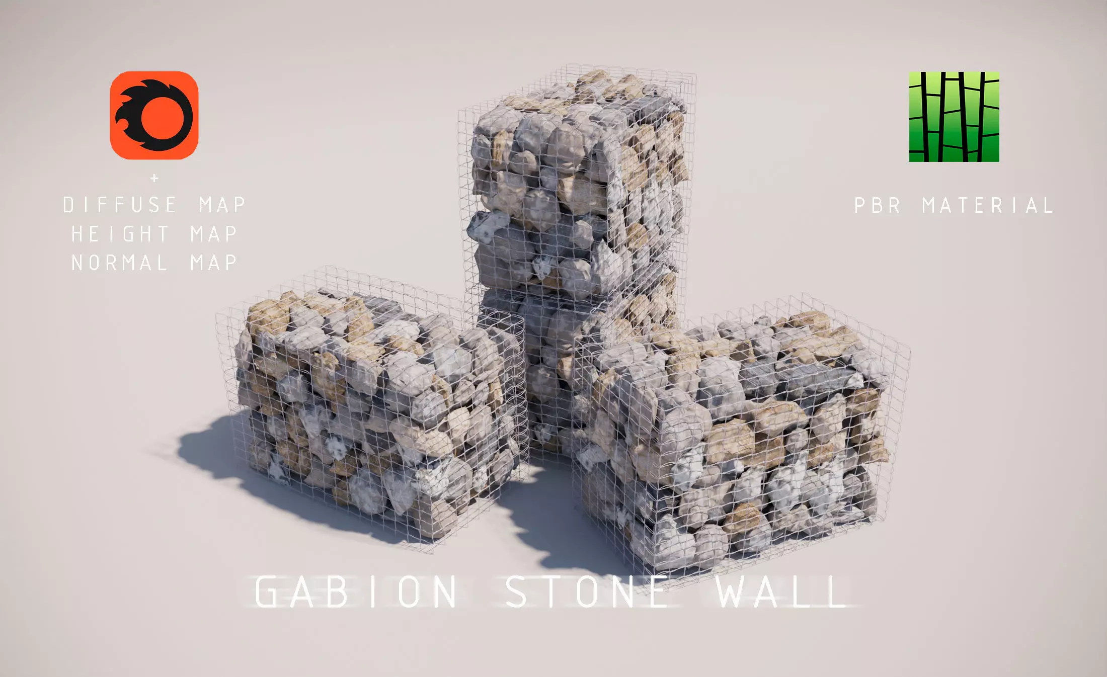 GABION STONE WALL 3D model_0