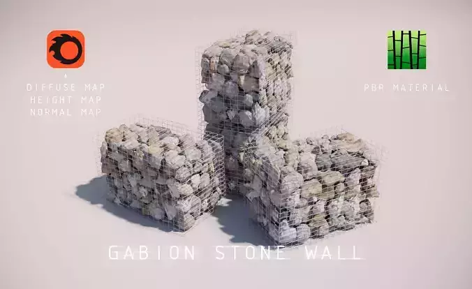 GABION STONE WALL 3D model