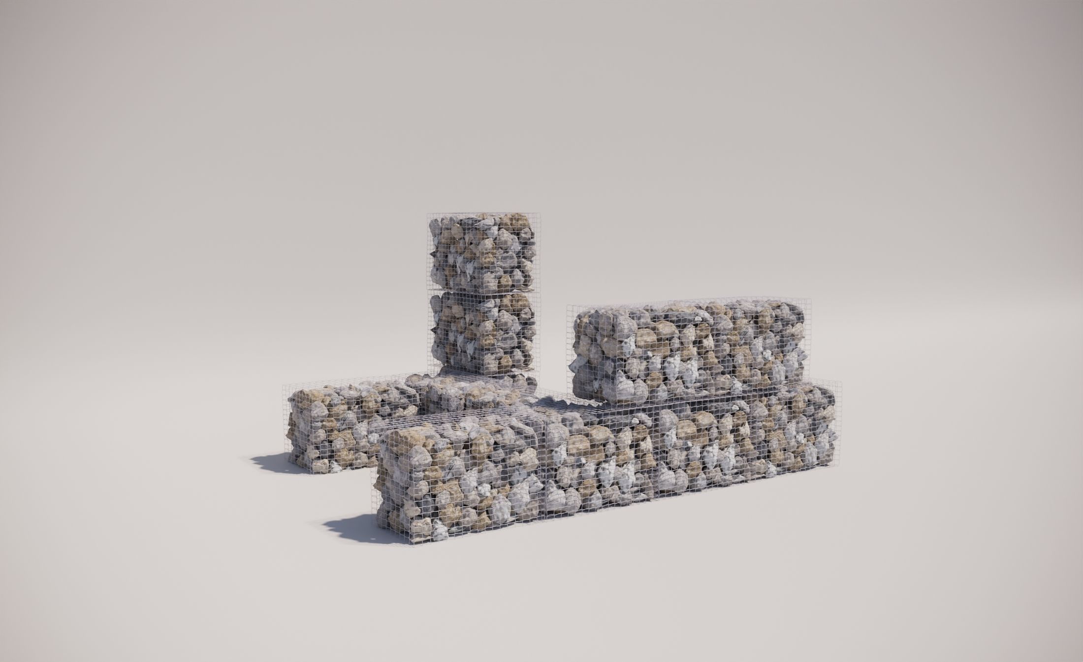 GABION STONE WALL 3D model_1