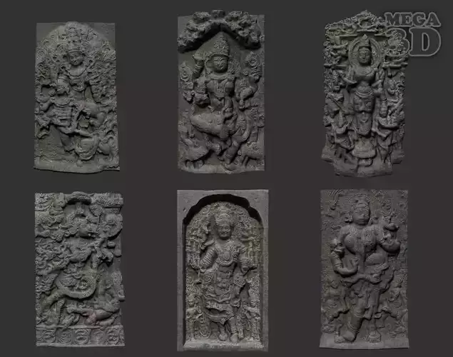 India Temple Wall modular - 221002 Low-poly 3D model