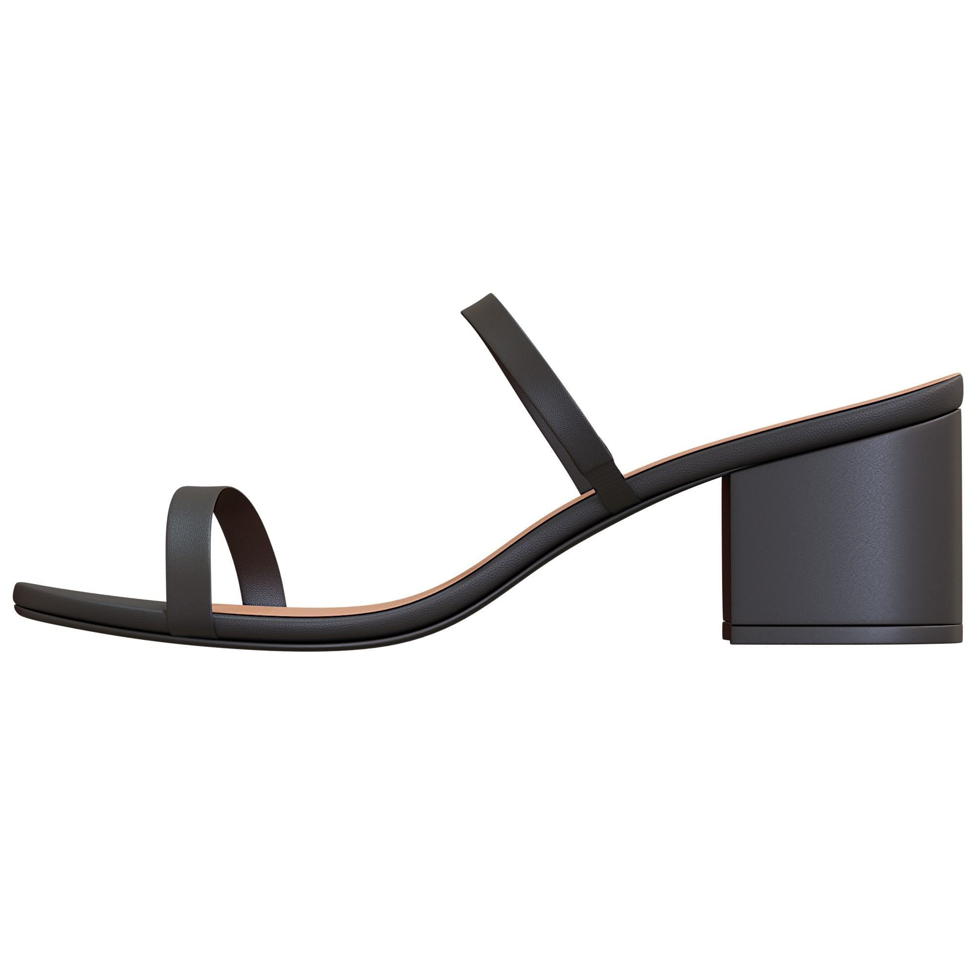 Sandal sandals with block heel Low-poly 3D model_2