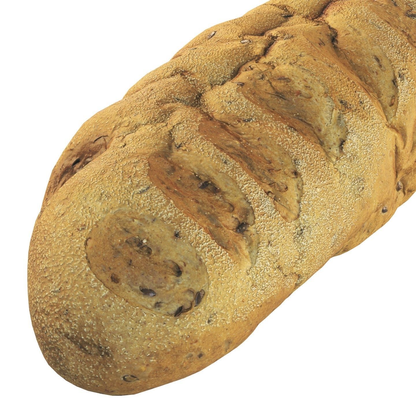 Whole grain bread with seeds Low-poly 3D model_7