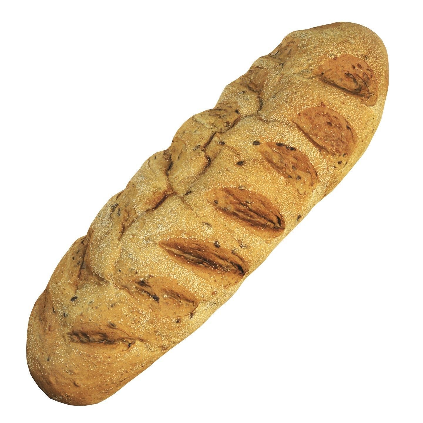 Whole grain bread with seeds Low-poly 3D model_3