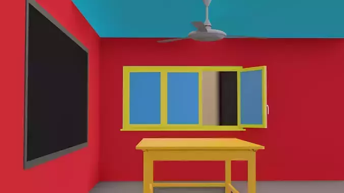 Cartoon classroom 3D Model LOW POLY 