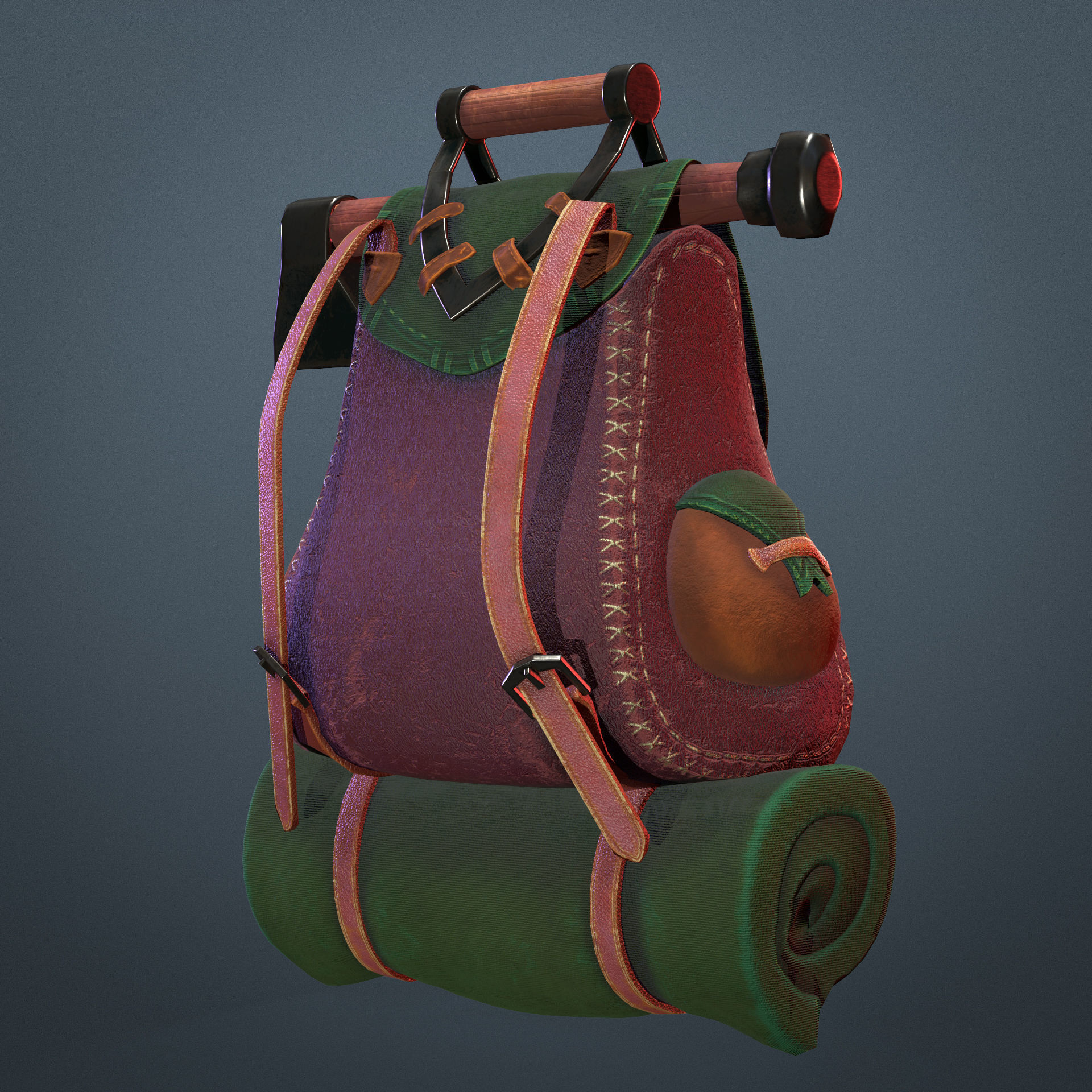 Backpack Low-poly 3D model_7