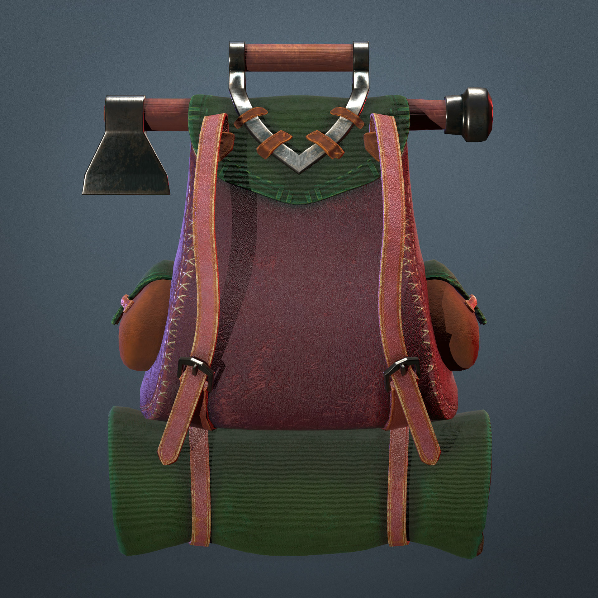 Backpack Low-poly 3D model_6