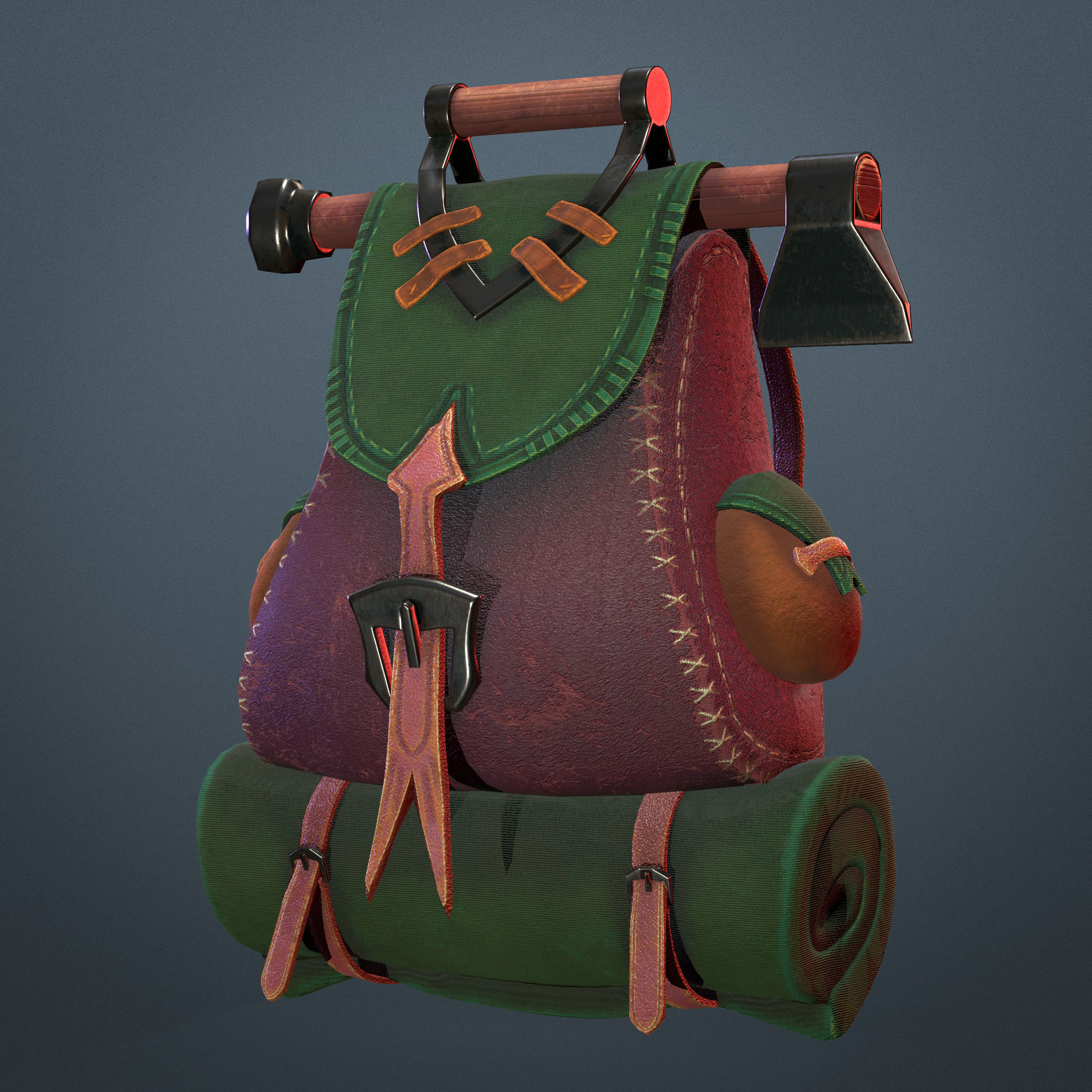 Backpack Low-poly 3D model_2