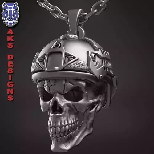 skull Pendant jewelry Army soldier v1  3D print model