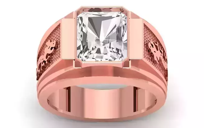 Solitaire Wedding Engagement Big Asscher Stone  Ring 3D print model