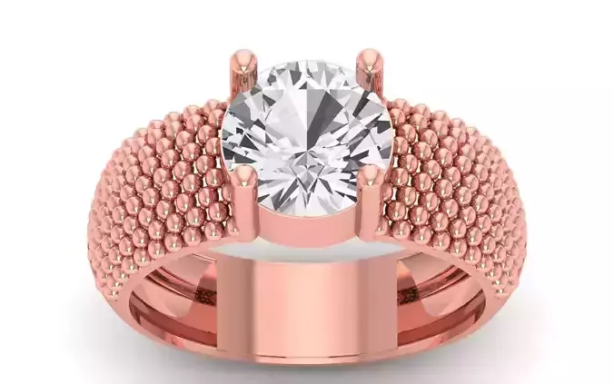 Solitaire Wedding Engagement Big Round Stone  Ring