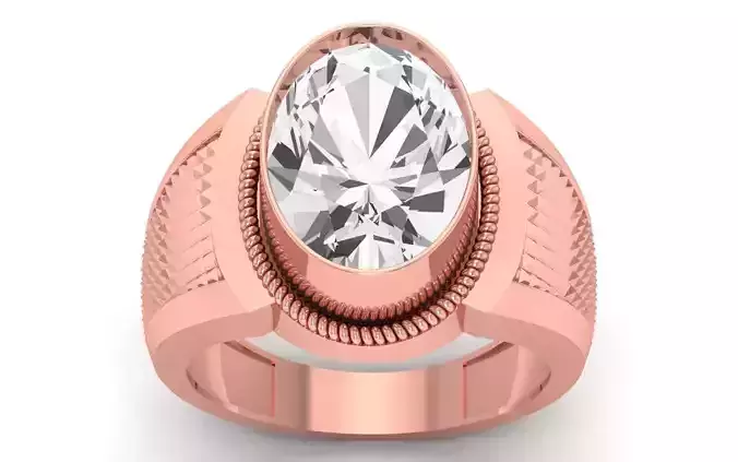 Solitaire Wedding Engagement Big Oval Stone  Ring 3D print model