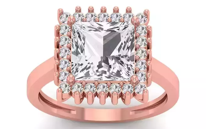 Solitaire Wedding Engagement Princess Stone Ring 3D print model