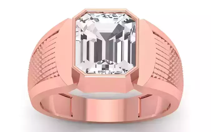 Solitaire Wedding Engagement Big Asscher Stone  Ring 3D print model