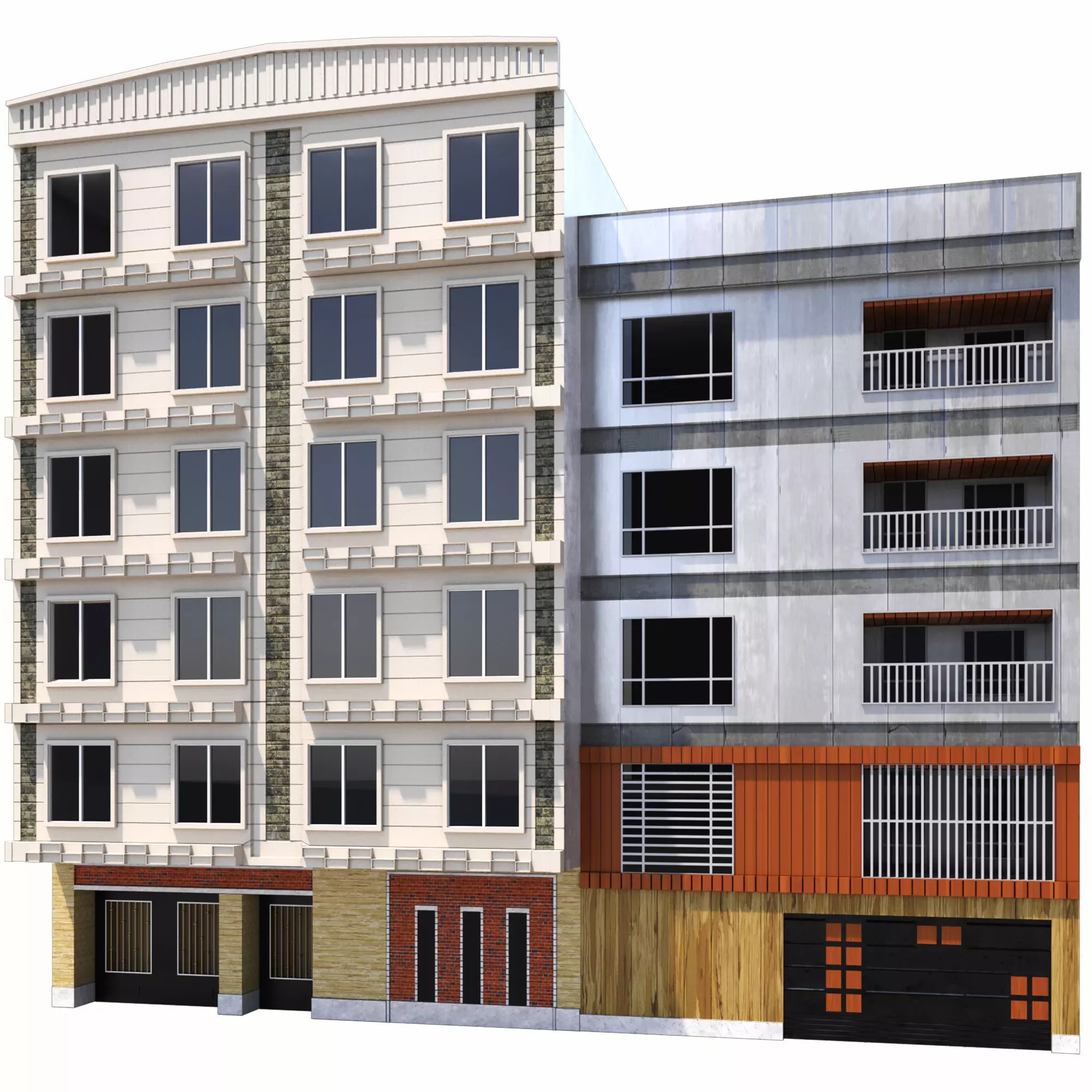 House three story apartment building 3D model