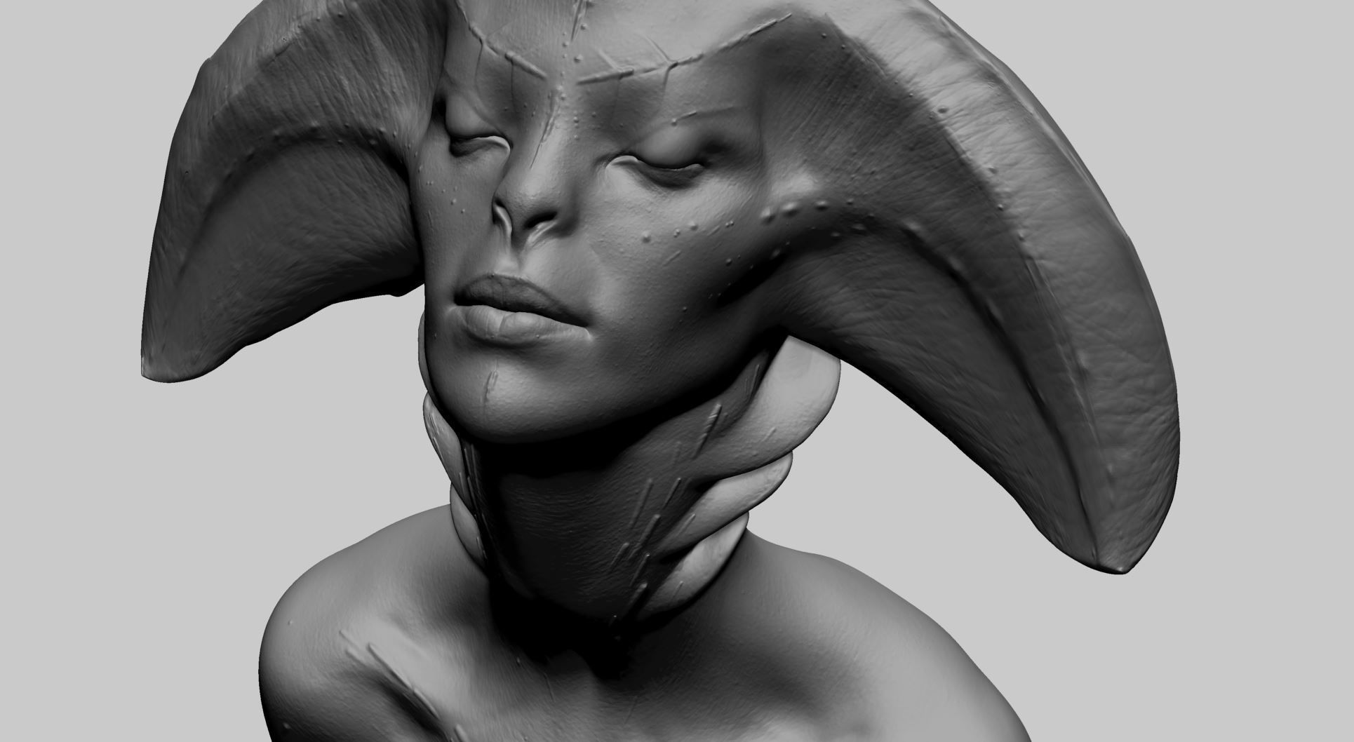 Fantasy Female Bust 3D print model_9