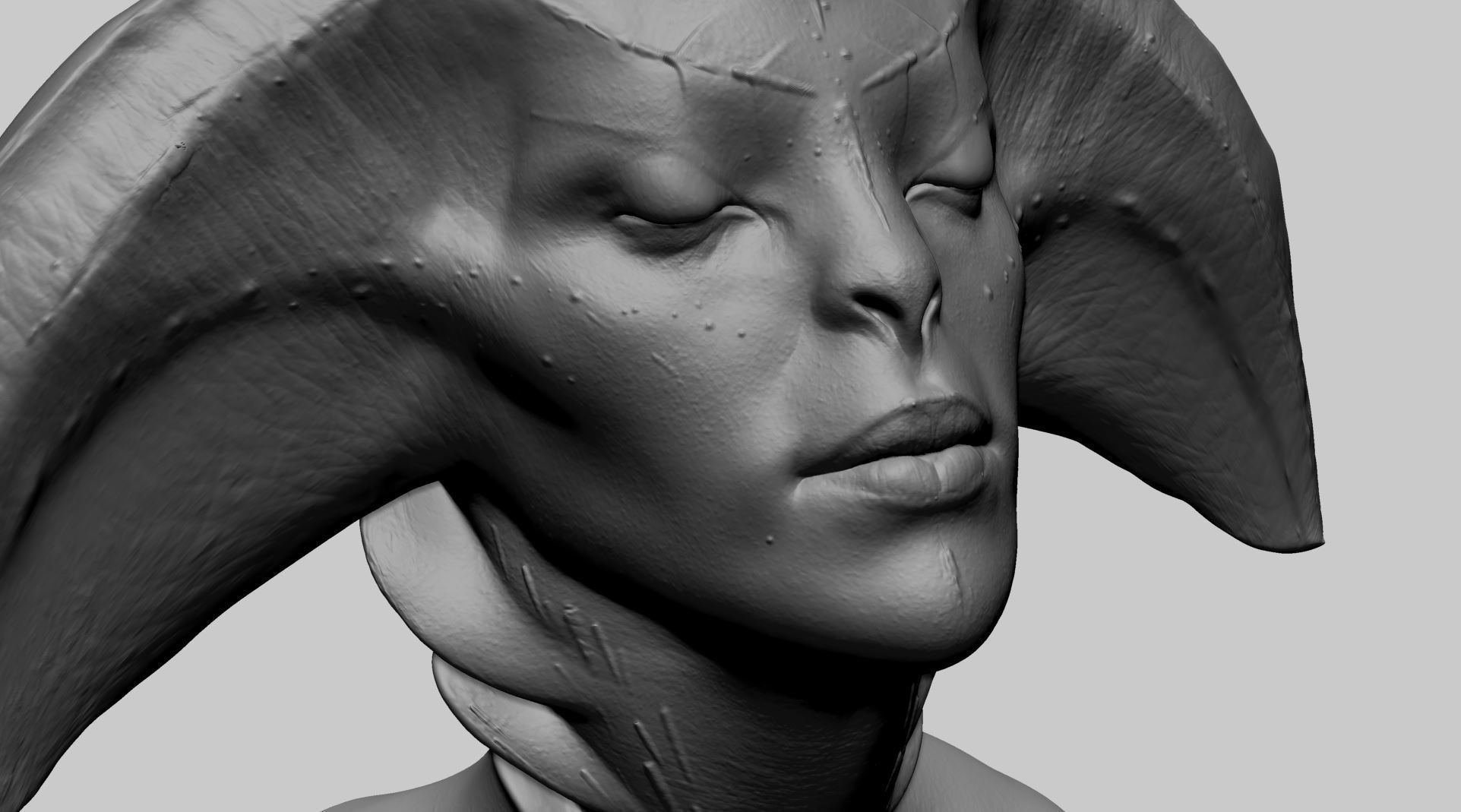 Fantasy Female Bust 3D print model_10