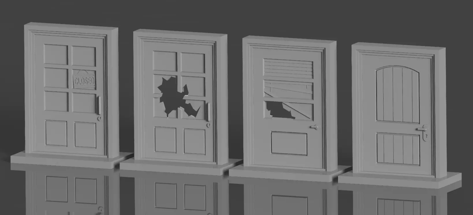 Zombicide modern doors 3D print model_0