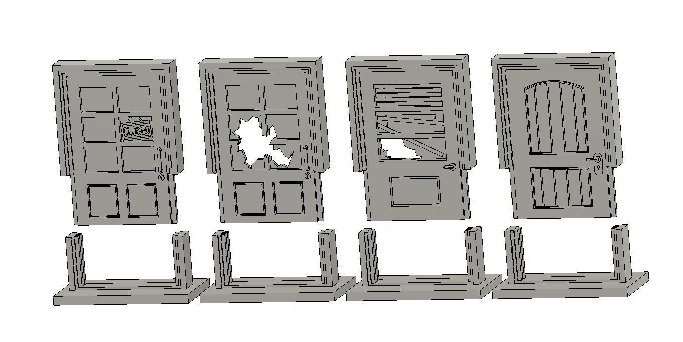 Zombicide modern doors 3D print model_5