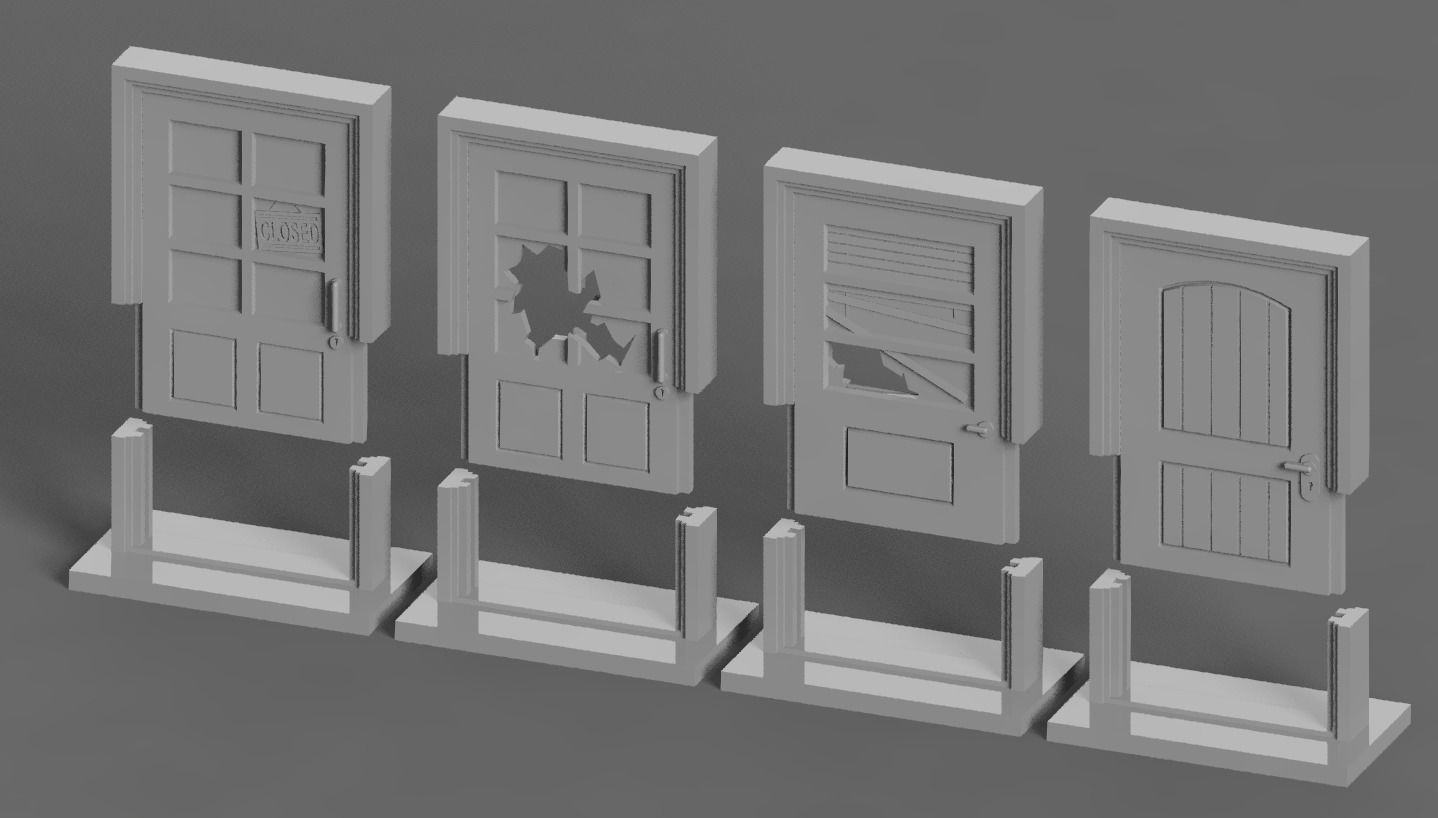Zombicide modern doors 3D print model_3