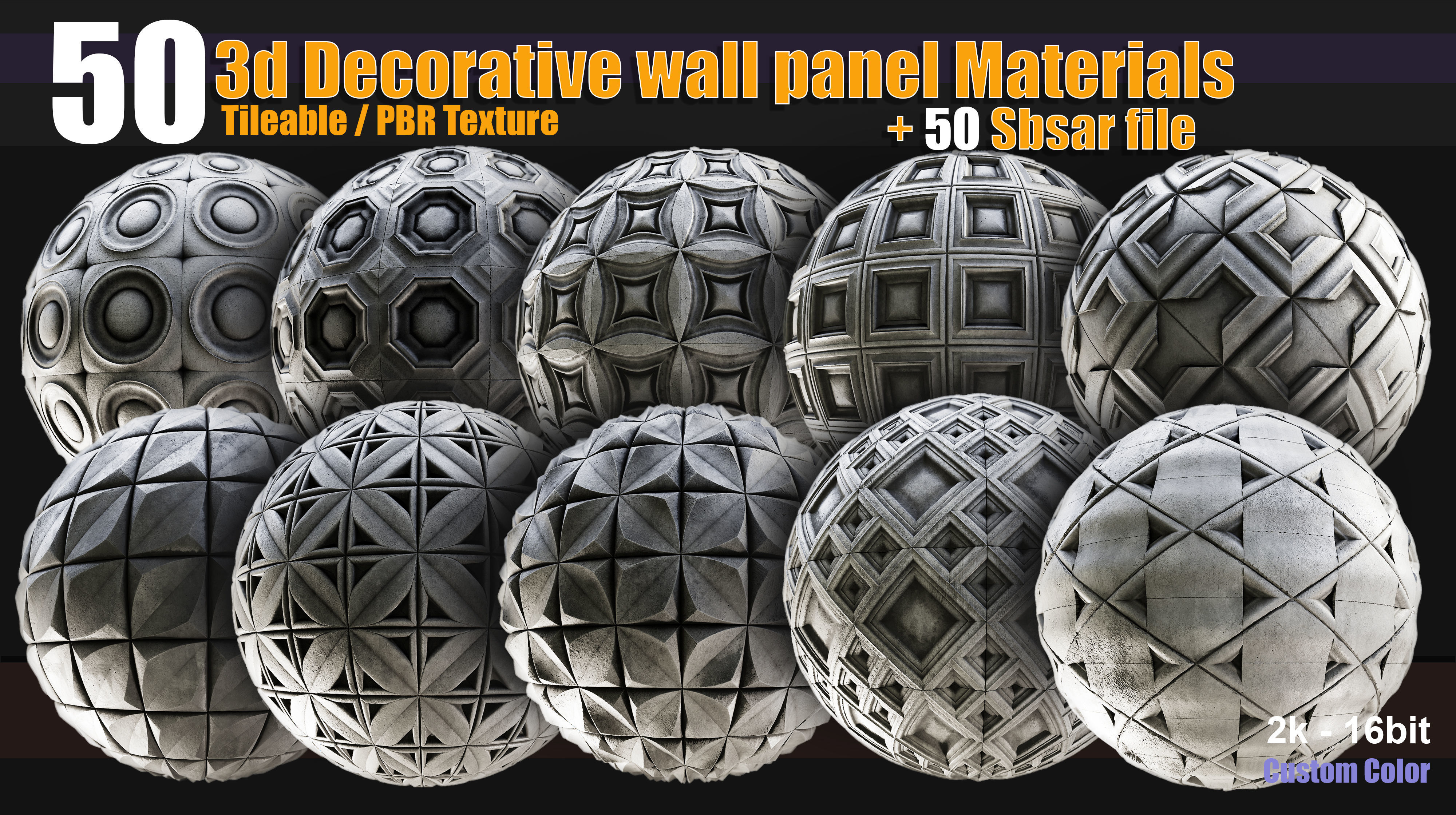 50 3d Decorative wall panel materials Texture_2